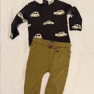 babyface Navy Kids Long Sleeve Top with Green Accent